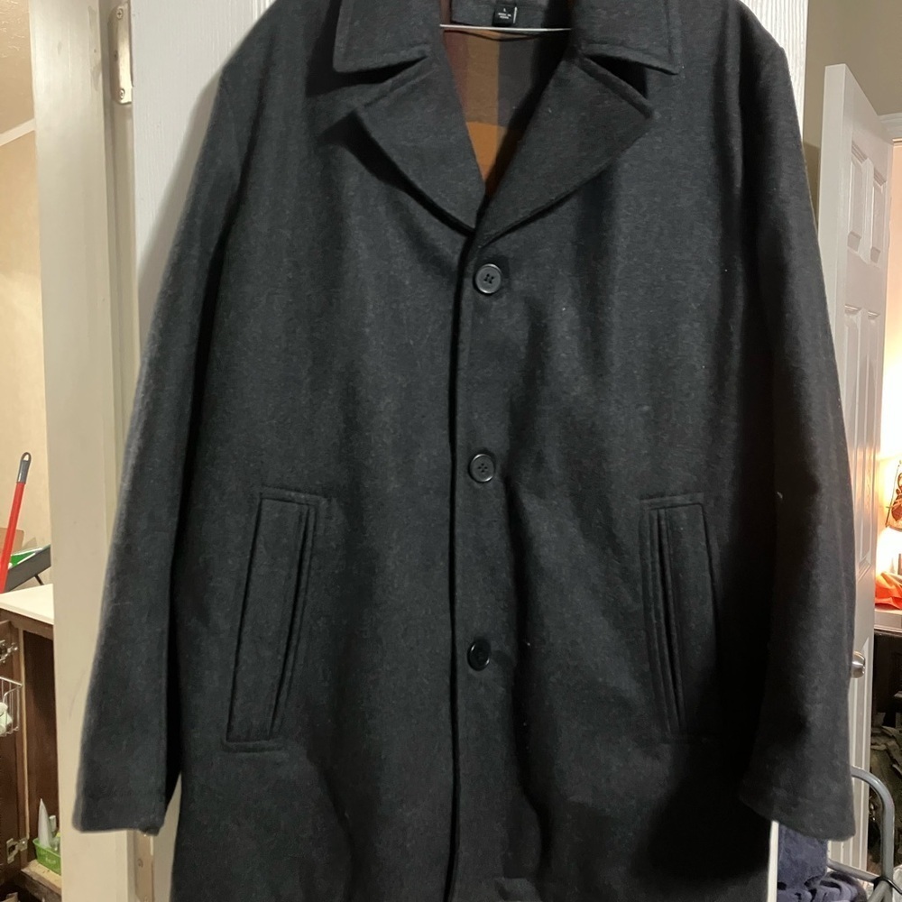 London Fog Black Pea Coat Wool Blend Tailored